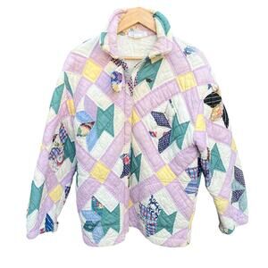 Rare Vintage 70’s Hand Quilted Zip Up Jacket Size XL 23x29